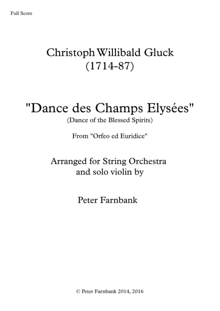 "Dance of the Blessed Spirits" from Orfeo ed Euridice (arr. Peter Farnbank)
