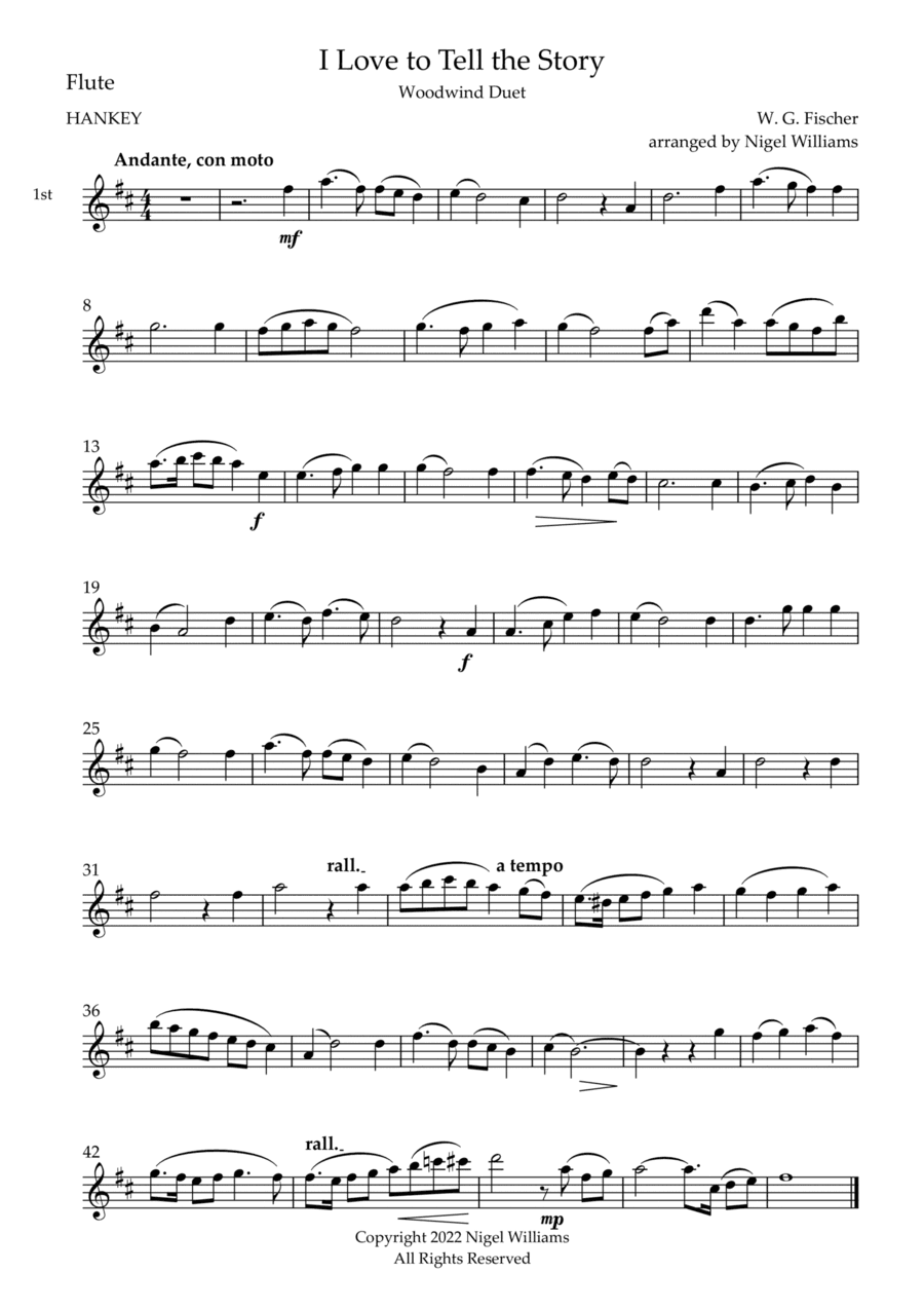 I Love to Tell the Story, for Flute Duet (arr. Nigel Williams)