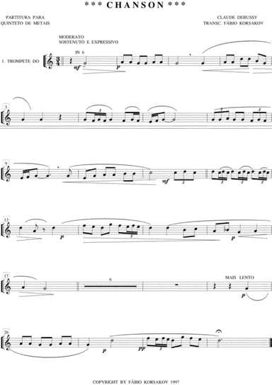 CHANSON - Debussy - BRASS QUINTET (arr. FABIO KORSAKOV)