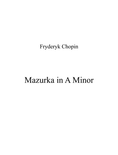 Mazurka in A Minor (arr. Patrizia Luraschi)