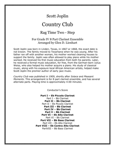 Country Club (Clarinets) (arr. Glen D. Lienhart)