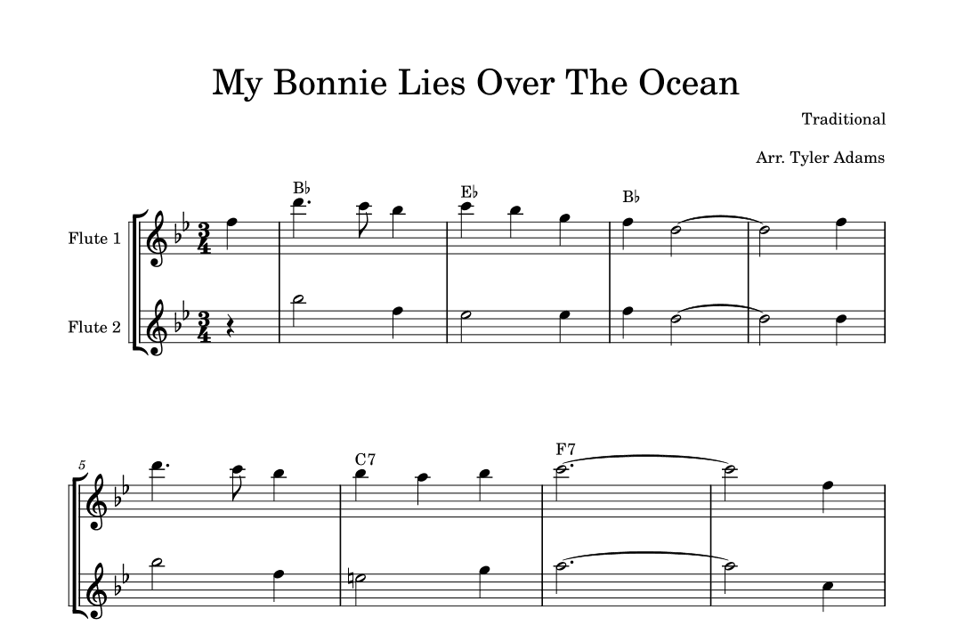 My Bonnie Lies Over The Ocean (Easy Flute Duet) (arr. Tyler Adams)