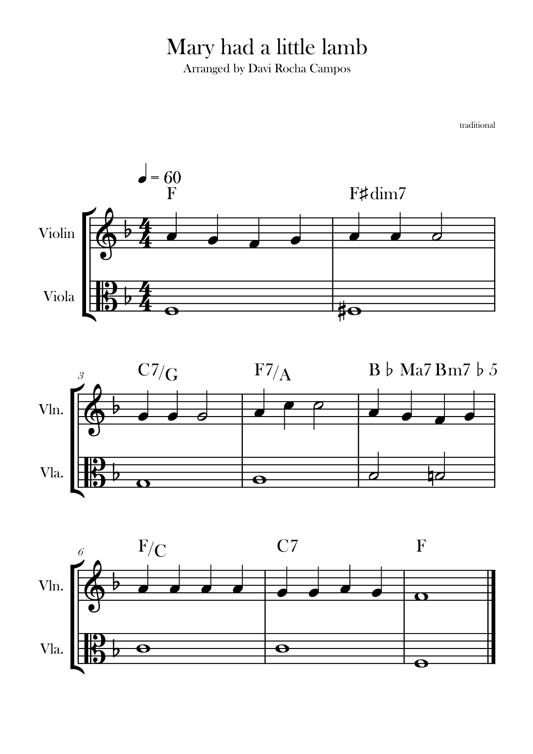 Mary had a little lamb (arr. Davi Rocha Campos)