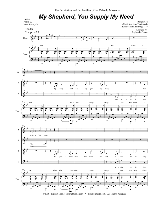 My Shepherd, You Supply My Need (for SATB) (arr. Stephen DeCesare)