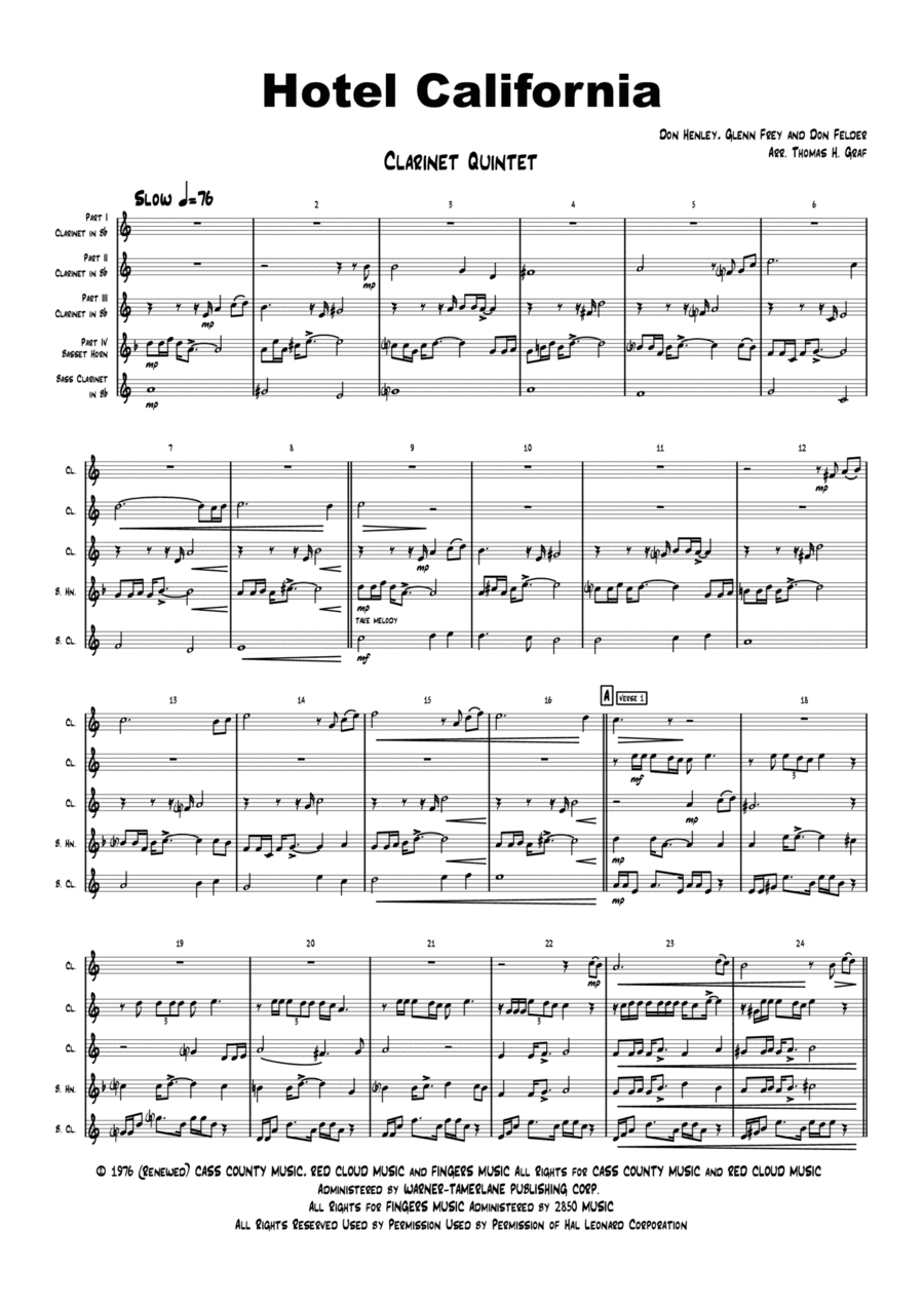 Hotel California (arr. Thomas Graf)