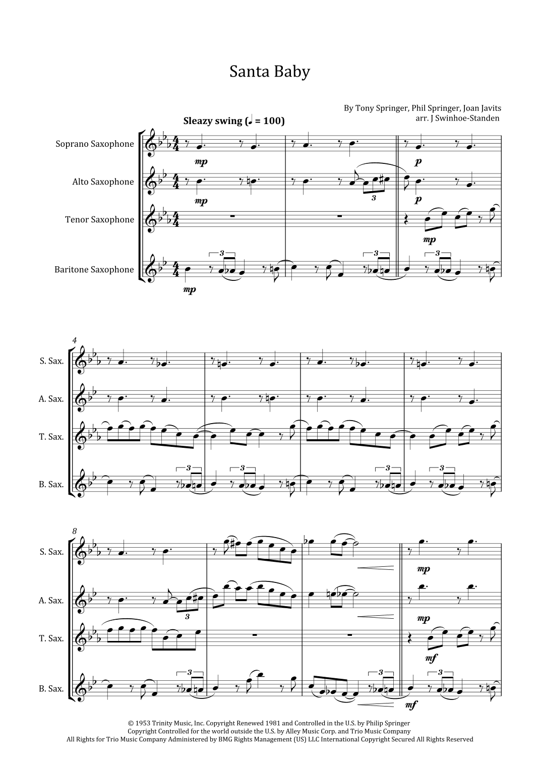Santa Baby (arr. J Swinhoe-Standen)