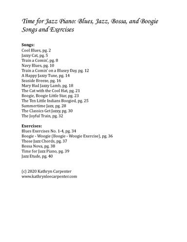 Time for Jazz Piano: Blues, Jazz, Bossa, and Boogie (arr. Kathryn Carpenter)
