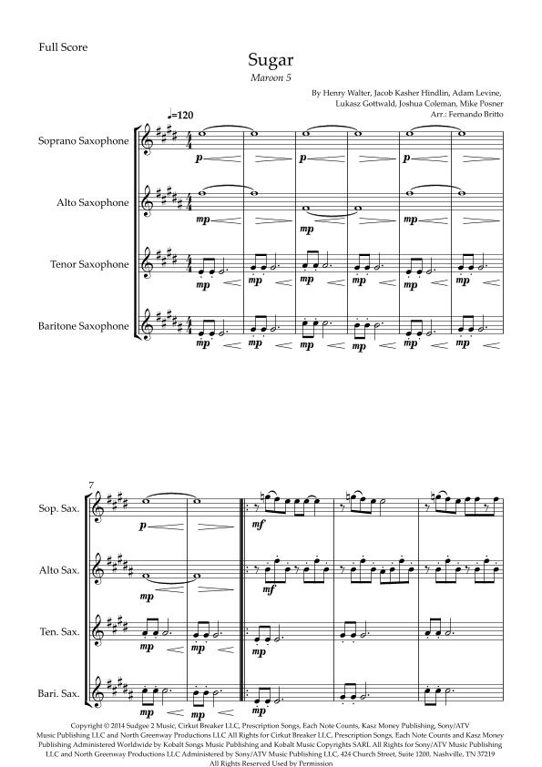 Sugar (arr. Fernando Britto)