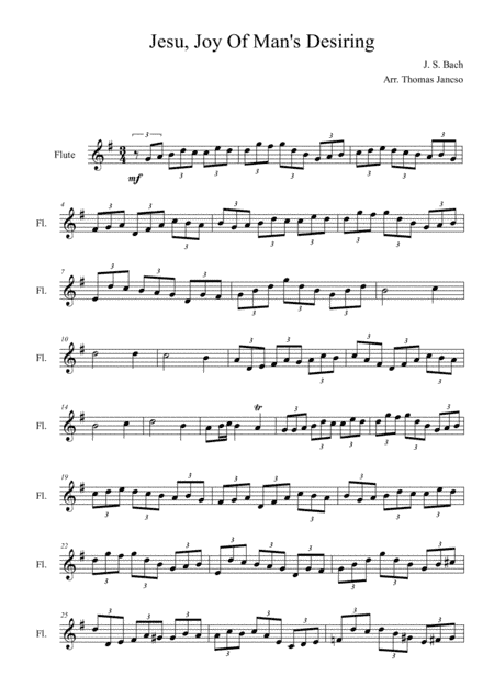 Jesu Joy Of Man's Desiring (Flute) (arr. Thomas Jancso)