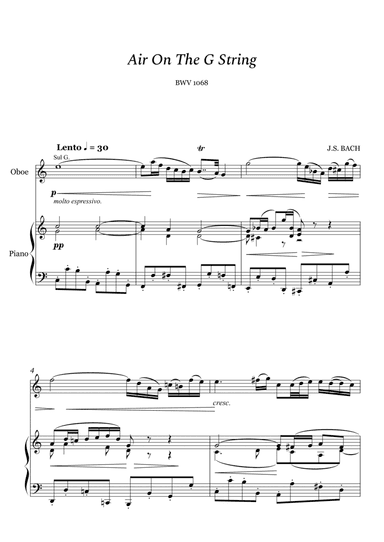 Bach - Air on The G String for Oboe and Piano (arr. Cássio Silva Chaves)