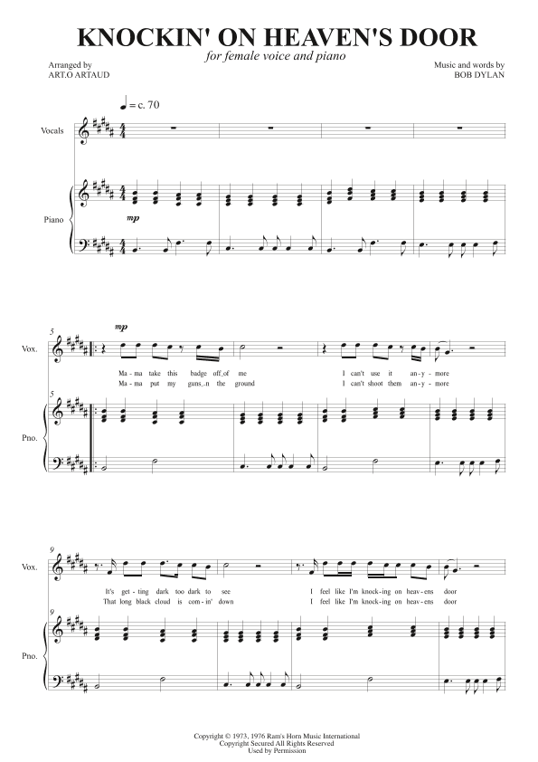 Knockin' On Heaven's Door (arr. Art.o Artaud)