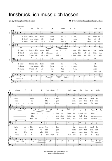 Innsbruck, ich muss dich lassen (SAB) (arr. Christopher Miltenberger)