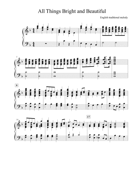 All Things Bright and Beautiful for Handbells or chimes (arr. Harmony Corelli)