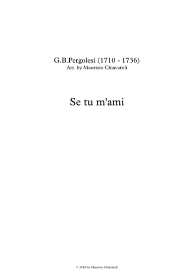 Se tu m'ami (arr. Maurizio Chiavaroli)