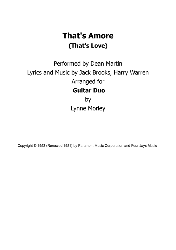 That's Amore (that's Love) (arr. Lynne Morley)