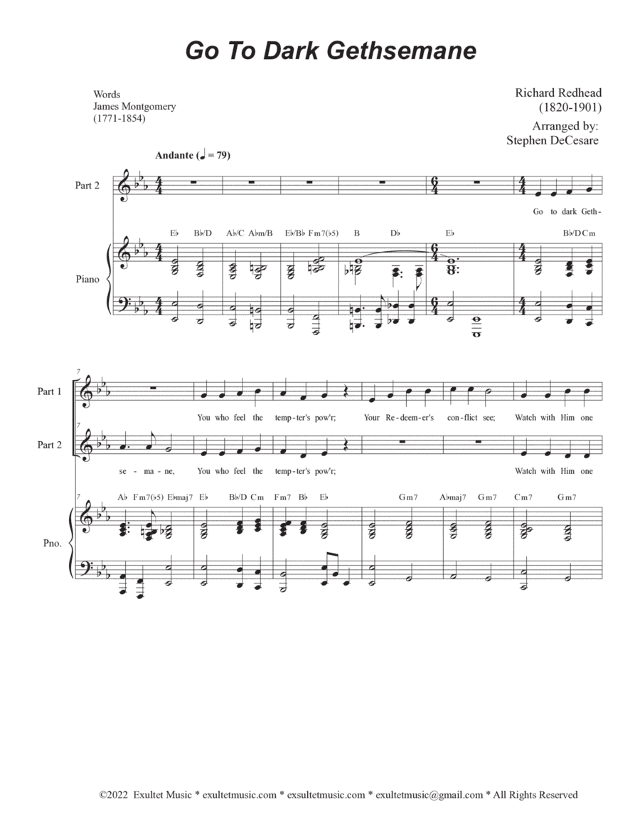 Go To Dark Gethsemane (2-part choir) (arr. Stephen DeCesare)