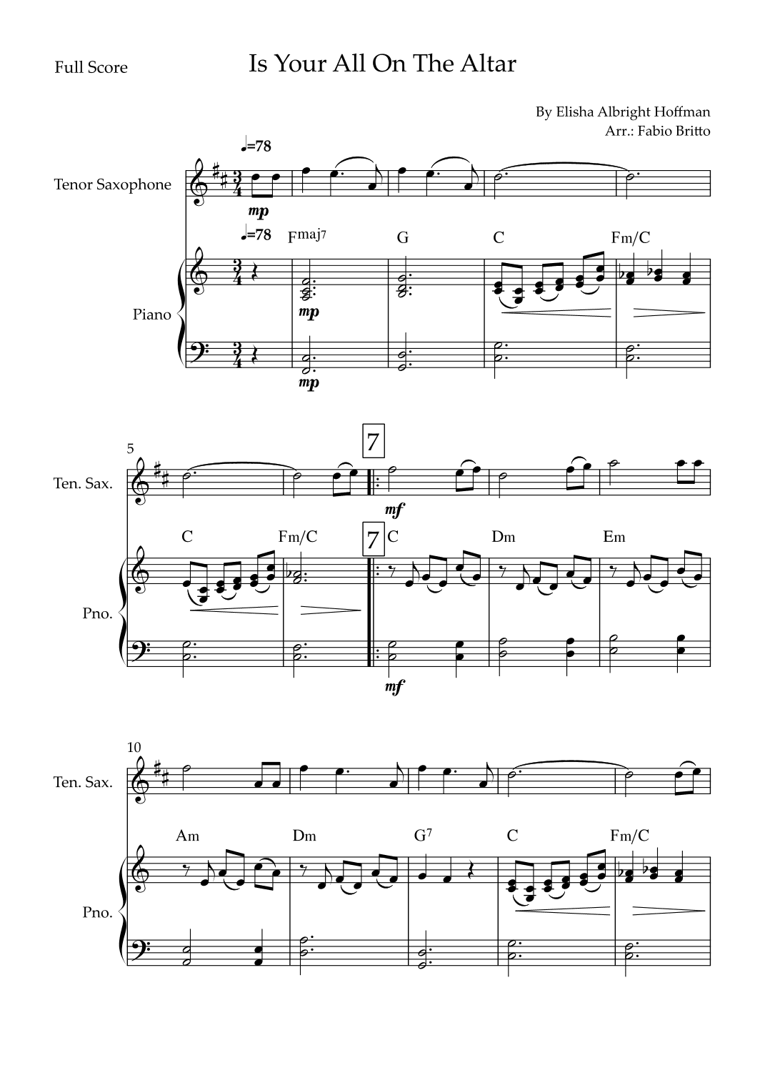 Is Your All On The Altar? (arr. Fabio Britto)