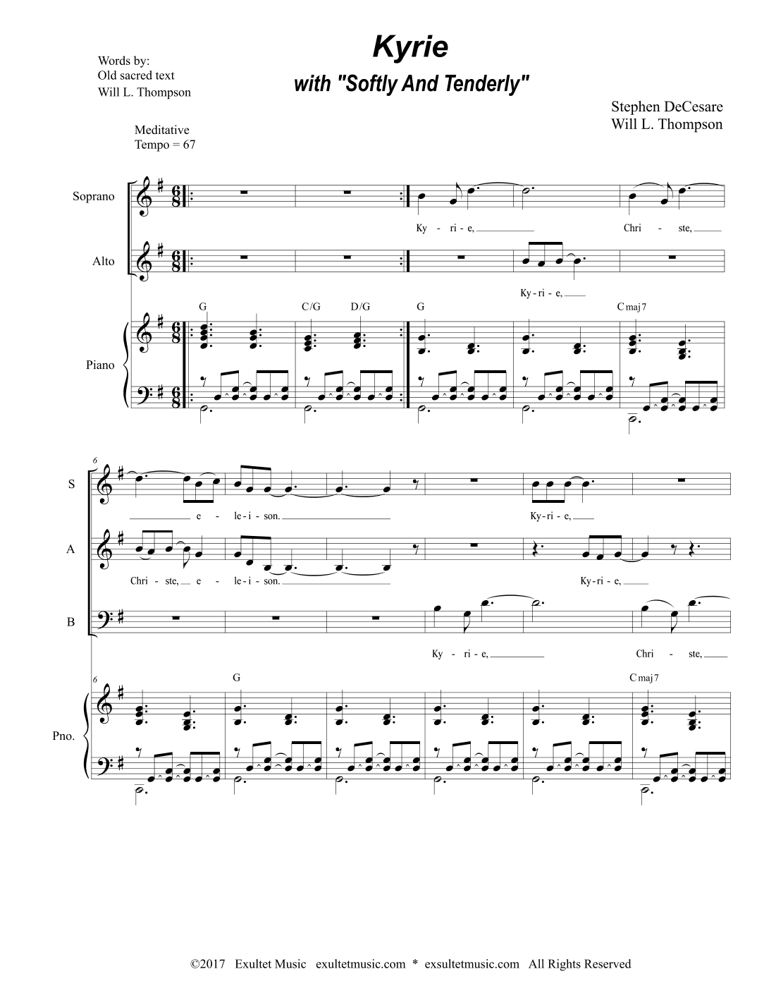 Kyrie (with "Softly and Tenderly") (SAB)