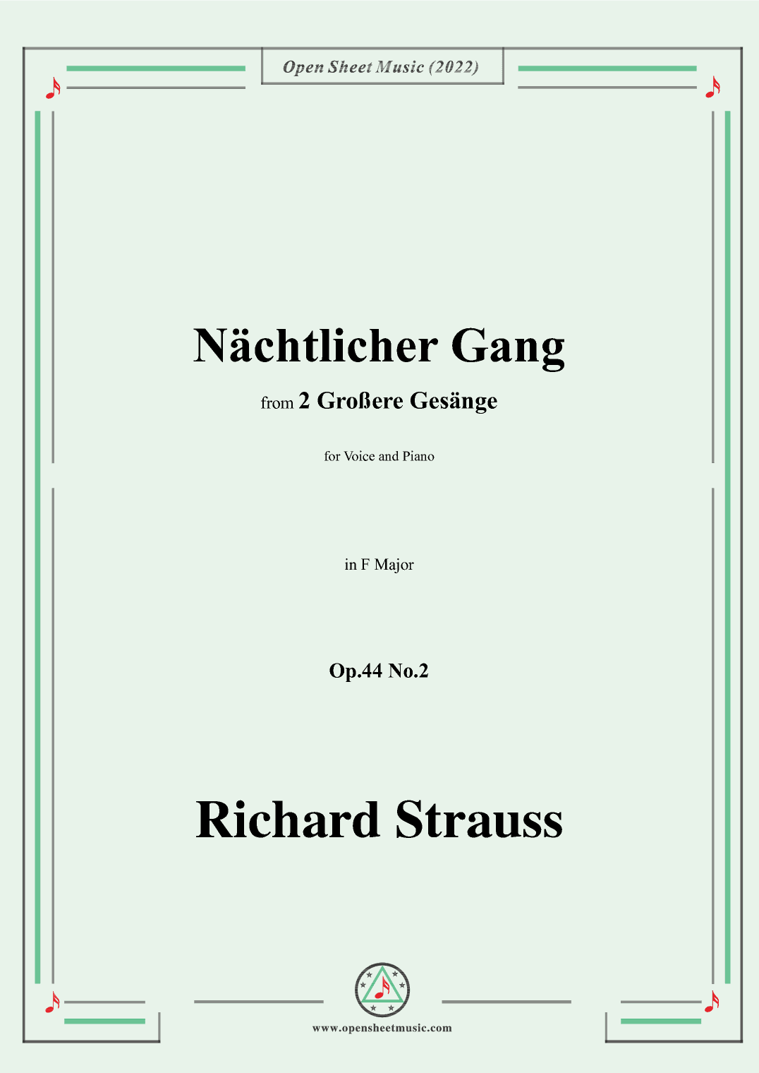 Richard Strauss-Nächtlicher Gang,in F Major,Op.44 No.2 (arr. OSM Press)