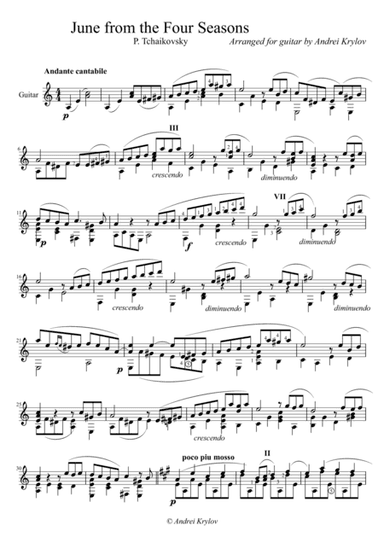June from Four Seasons, classical guitar arrangement (arr. Andrei Krylov)