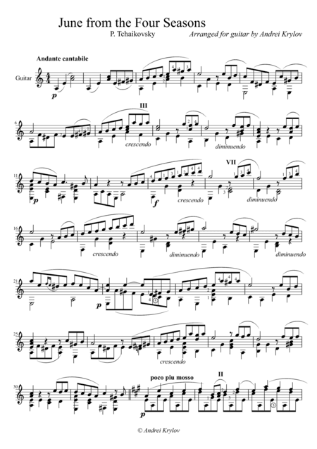 June from Four Seasons, classical guitar arrangement (arr. Andrei Krylov)