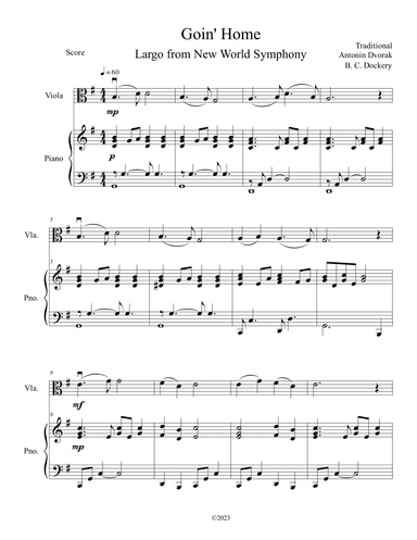 Goin' Home - Largo from New World Symphony (Viola Solo with Piano Accompaniment) (arr. B. C. Dockery)