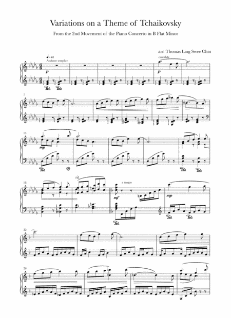 Variations on a theme from Tchaikovsky (from piano concerto in B flat minor) (arr. Thomas Ling Swee Chin)