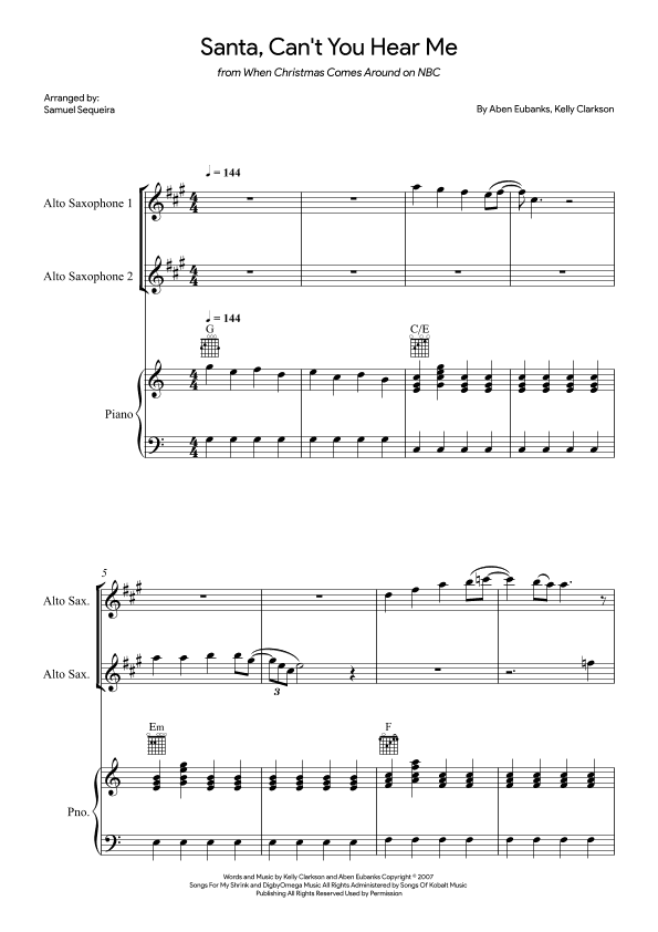 Santa Can't You Hear Me (arr. Samuel Sequeira)