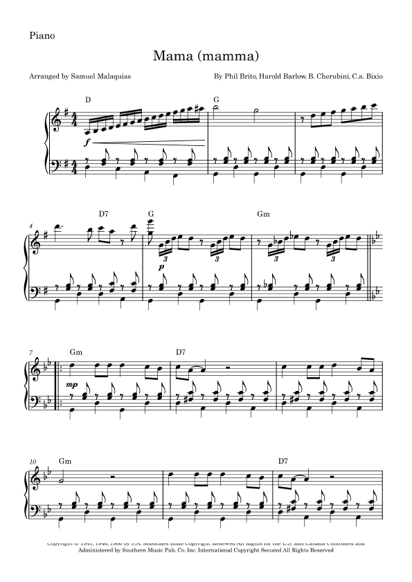Mama (mamma) (arr. SAMUEL DE SOUZA MALAQUIAS)