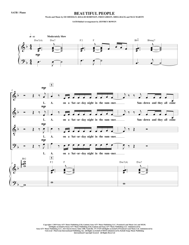 Beautiful People (arr. Jeffrey Bowen)