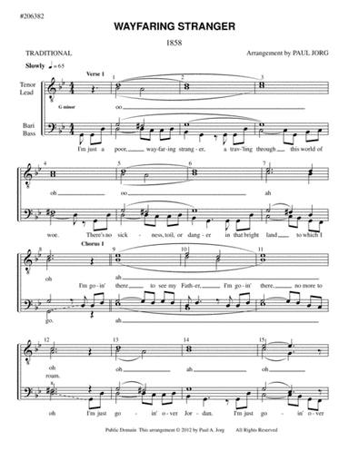 WAYFARING STRANGER (Poor Wayfaring Stranger) (arr. Paul A. Jorg)