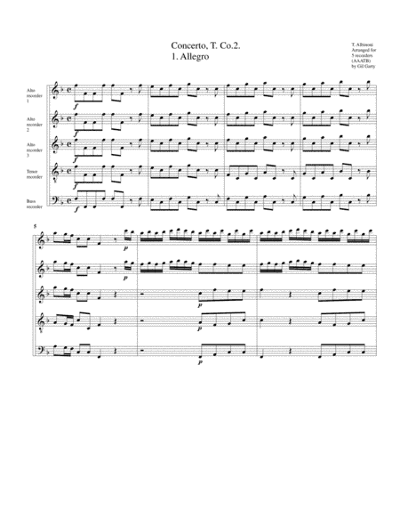 Concerto, T. Co.2 (arrangement for recorders) (arr. Gil Garty)