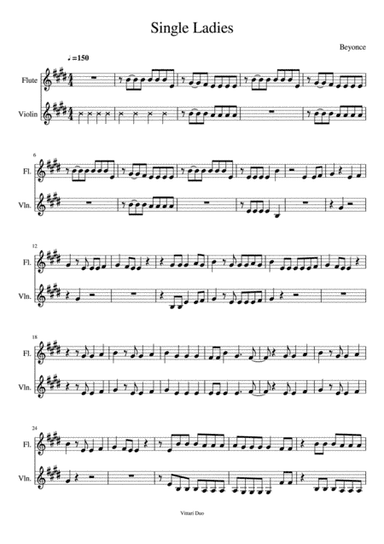 Single Ladies (Put A Ring On It) (arr. Vittari Duo, Nia Squirrell)