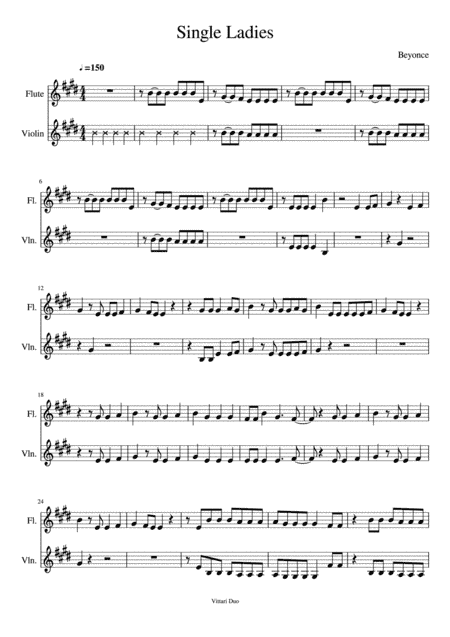 Single Ladies (Put A Ring On It) (arr. Vittari Duo, Nia Squirrell)