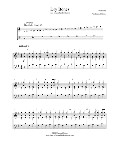 Dry Bones (Dem Bones/Them Bones) - for 3-octave handbell choir (arr. Samuel Stokes)