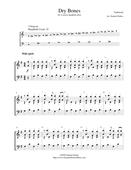 Dry Bones (Dem Bones/Them Bones) - for 3-octave handbell choir (arr. Samuel Stokes)