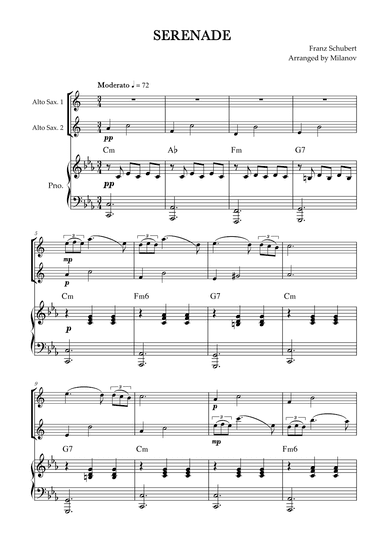 Serenade | Schubert | Alto sax duet and piano | Chords (arr. Milanov)