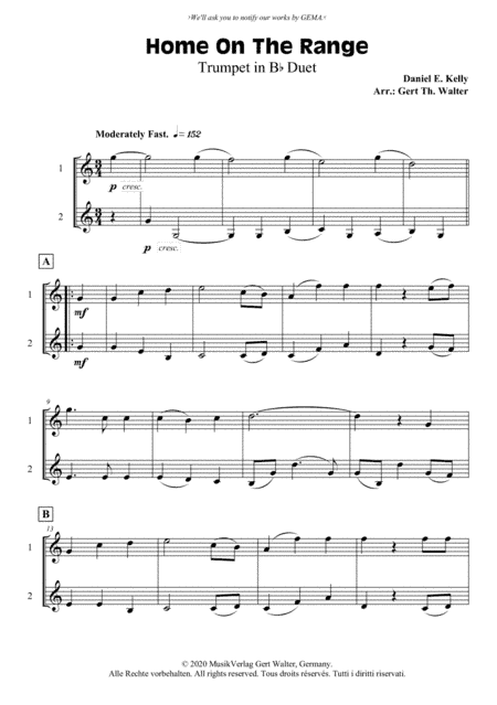 Home On The Range (arr. Gert Th. Walter)
