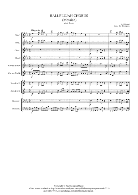 Handel: Messiah (Der Messias) Hallelujah Chorus (transposed into Eb)- wind dectet (10 players) (arr. Ray Thompson)