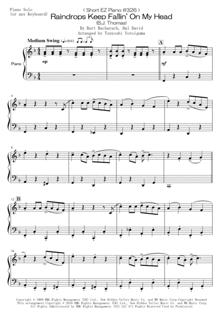 Raindrops Keep Fallin' On My Head (arr. Tsuyoshi Yoroiguma)