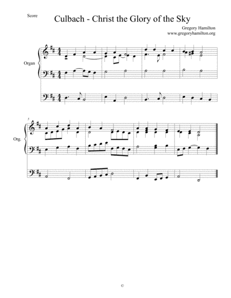 Culbach - Christ the Glory of the Sky - Alternate Harmonization