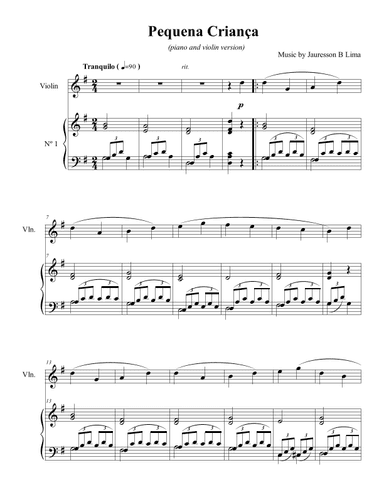 Pequena Criança - (Little Child) Easy Violin