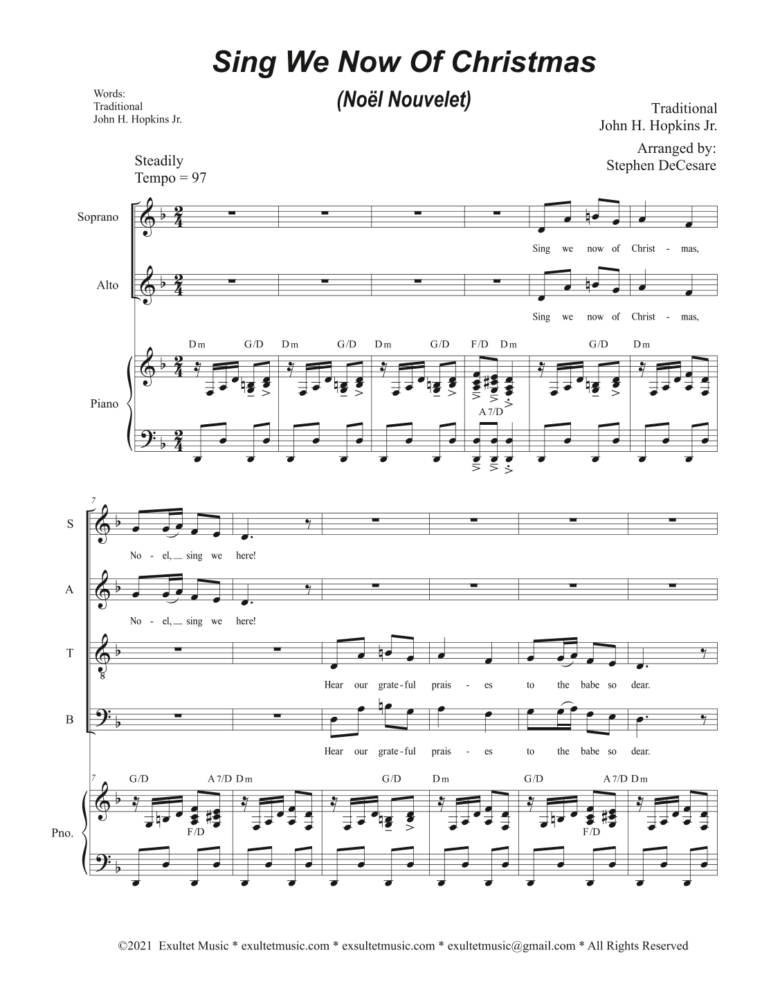 Sing We Now Of Christmas (Noël Nouvelet) (SATB) (arr. Stephen DeCesare)