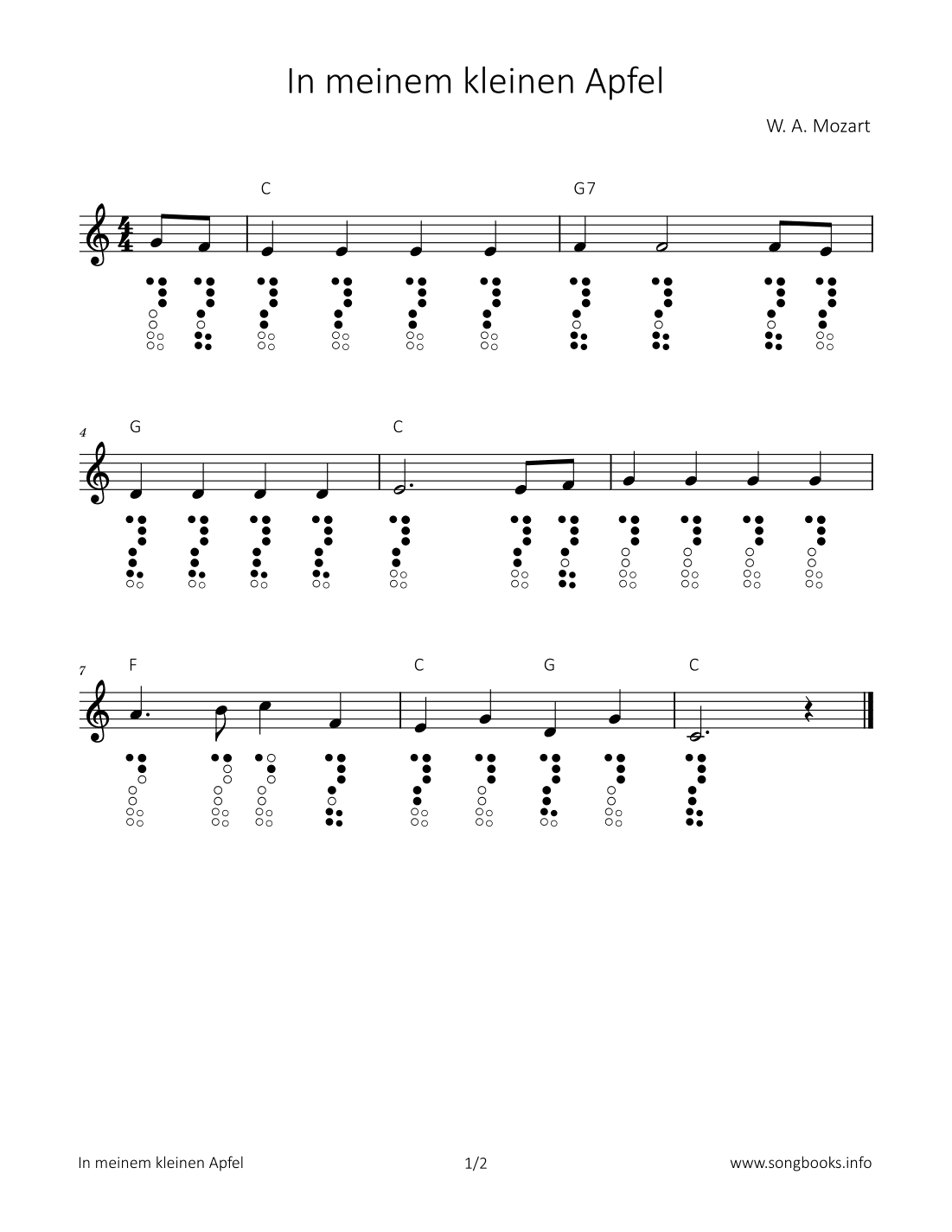 In meinem kleinen Apfel (arr. songbooks.info)