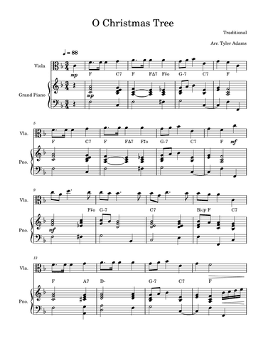 O Christmas Tree (Viola Solo with Piano) (arr. Tyler Adams)