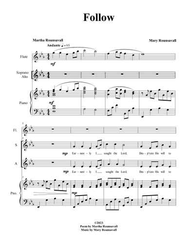 Follow: SA with Piano Accompaniment