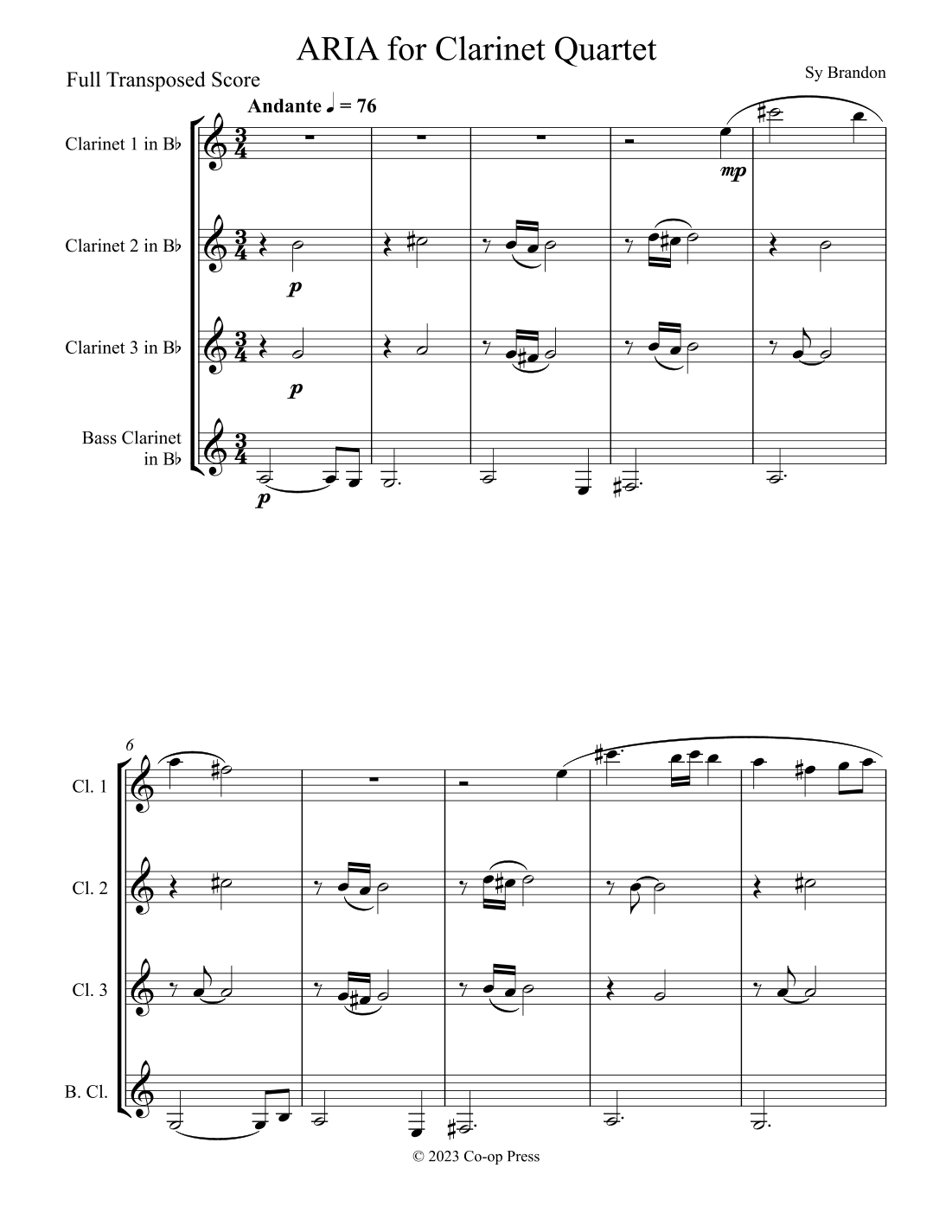 Aria for Clarinet Quartet