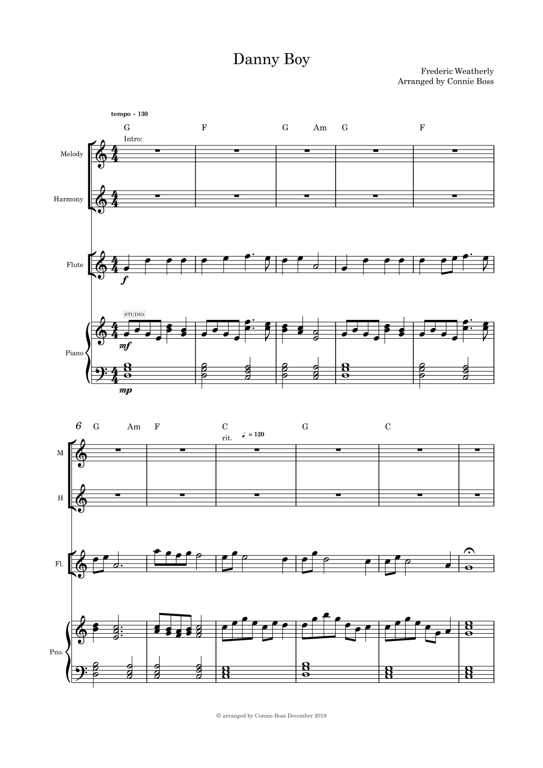 Danny Boy - Flute, Vocal duet and Piano (arr. Connie Boss)