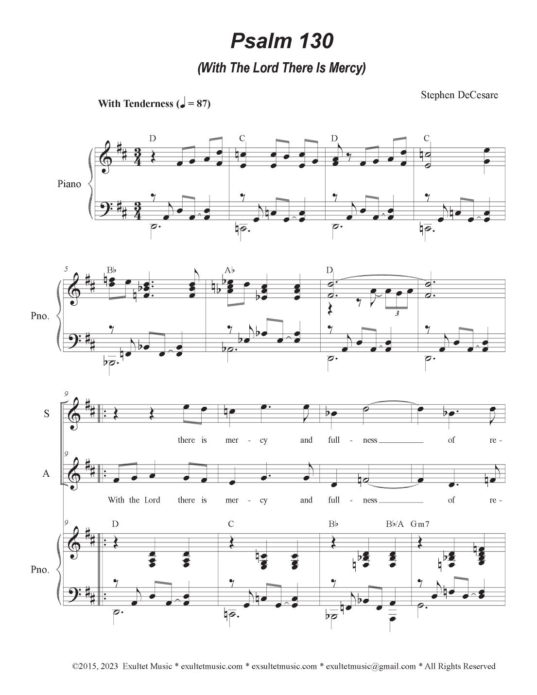Psalm 130 (With The Lord There Is Mercy) (2-part choir - (SA)