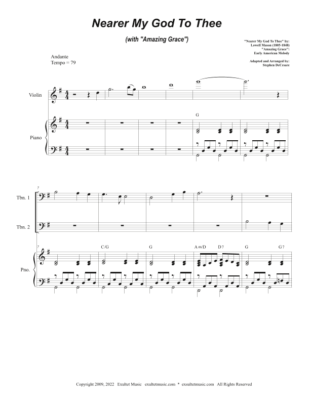 Nearer My God To Thee (with "Amazing Grace") (Trombone Duet) (arr. Stephen DeCesare)